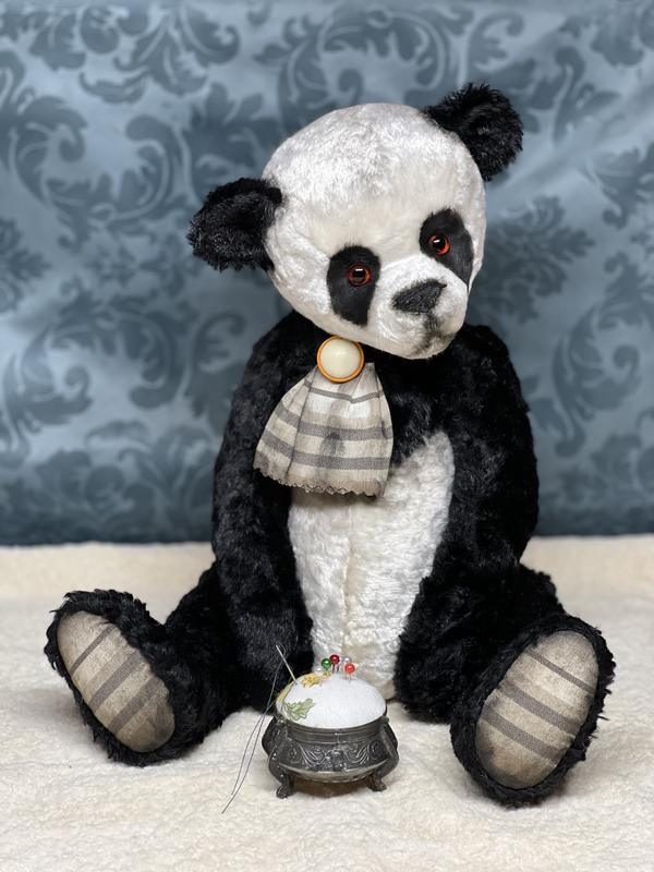 Collectible handmade teddy Pandas Robert by julia perchits