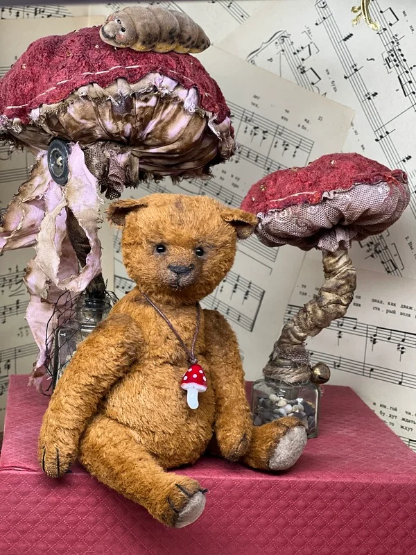 teddy bear with mushrooms