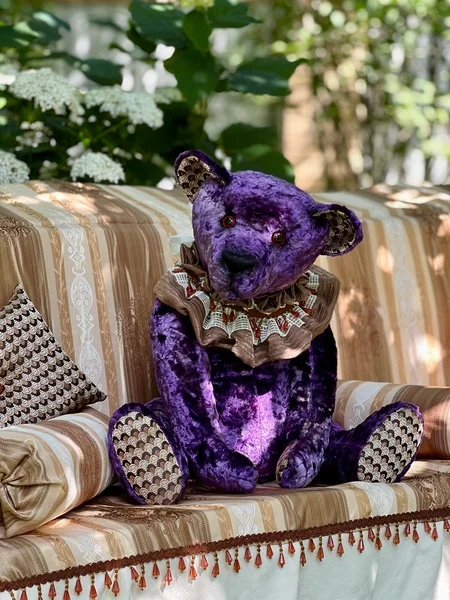Purple stuffed teddy bear ooak